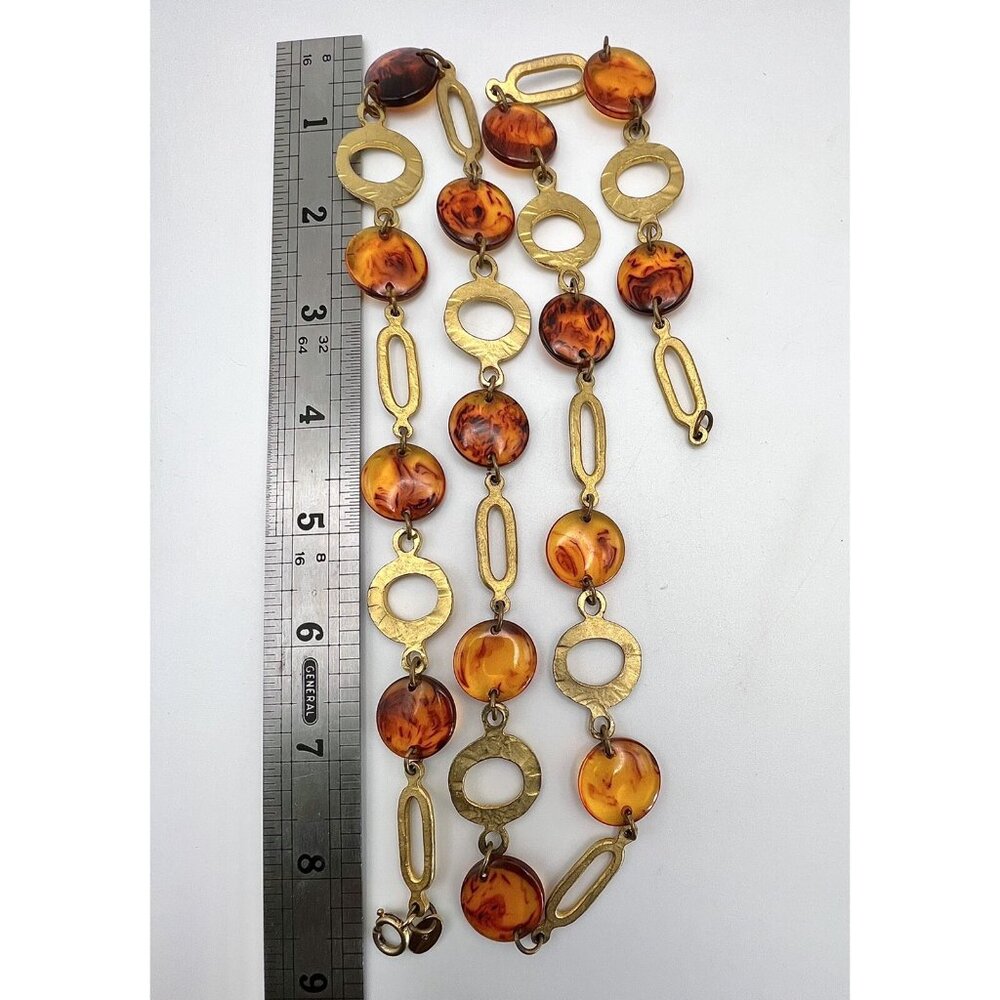 Vintage Mid Century Mod VENDOME Lucite Gold Tone Necklace - Picture 6 of 6